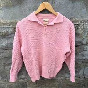Vintage Courreges pink sweater medium 80s France Preppy Soft Girl Coquette